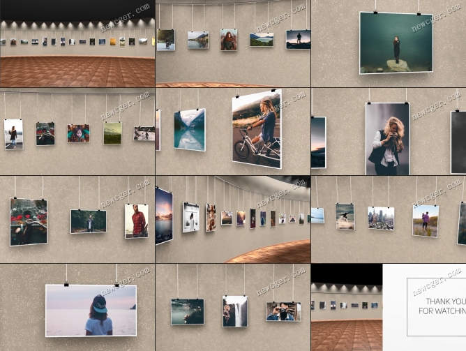 模拟三维效果的艺术展览馆AE相册模板