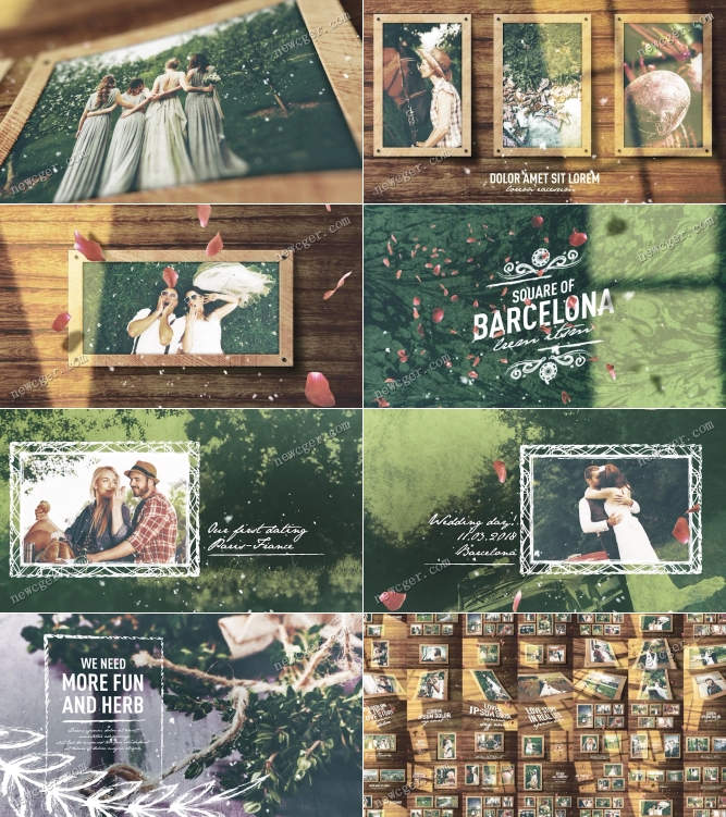 115个甜蜜婚礼主题的展示场景动画集AE模板，另有40个漏光转1