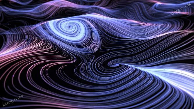 抽象的紫蓝色粒子线条旋涡特效视频素材