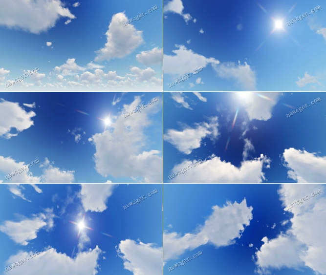 4K级超高清蓝天白云风景视频素材，共6段