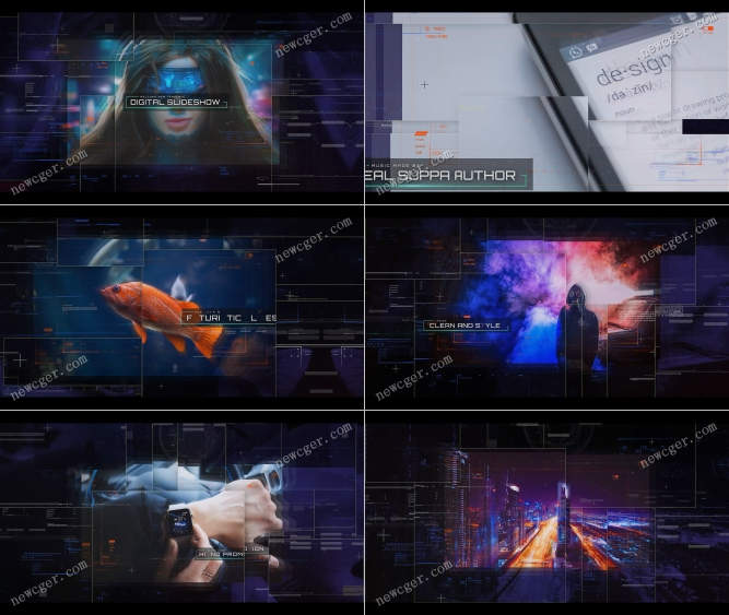 未来派数字技术科技幻灯片展示AE模板，含mogrt项目