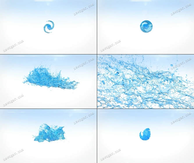 蓝色液体小球突然爆炸又汇聚揭示出logo的特效AE模板