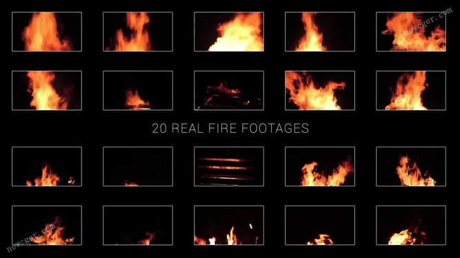 20段震撼燃烧的真实火焰特效视频素材