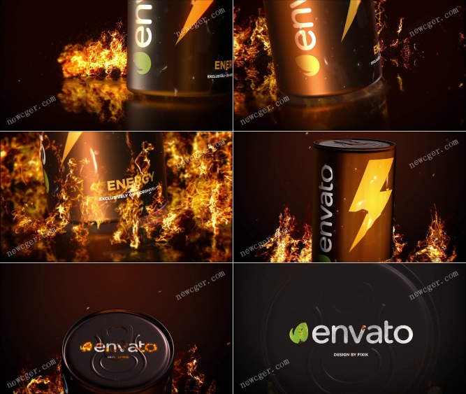 能量或功能性饮料的震撼火热广告动画AE模板