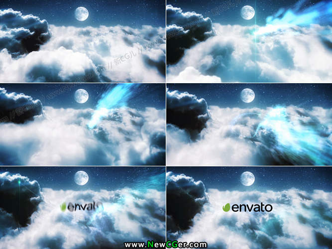 夜晚月亮云层上的标志展示效果AE模板.jpg