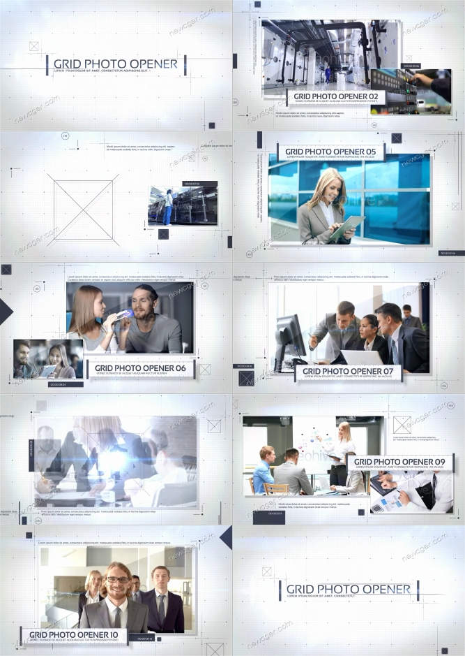 网格标尺主题样式的企业商务视频演示ae模板 Ae模板 新cg儿 Newcger