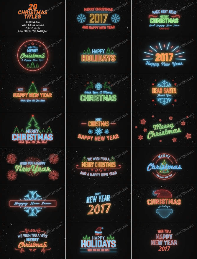 20个圣诞新年主题的文字动画AE模板.jpg