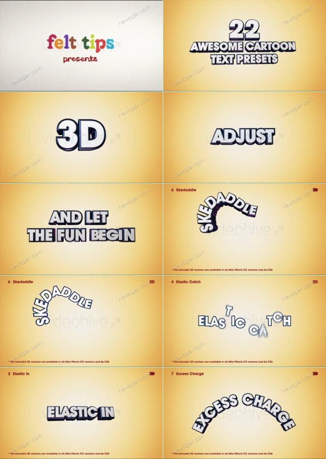 22款活泼可爱的卡通2D和3D文字标题动画合集AE模板.jpg