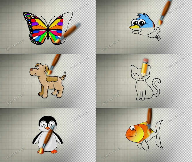 卡通动物绘画视频素材.jpg