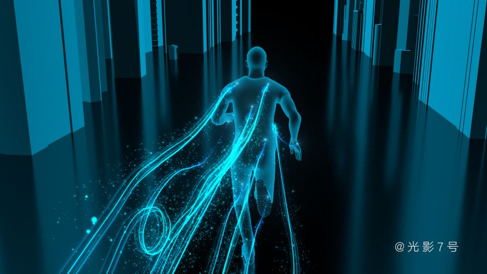 c4d ae人物奔跑光线粒子特效_原创作品_新cg儿_newcger